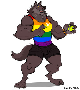 anthro ball barefoot biceps big_muscles bottomwear bracelet claws clothed clothing digitigrade eyebrows feet fur gesture hand_gesture holding_ball holding_object inviting jewelry lgbt_pride looking_at_viewer male multicolored_clothing multicolored_shirt multicolored_tank_top multicolored_topwear muscular muscular_anthro muscular_male open_mouth open_smile pattern_clothing pointing pride_color_clothing pride_color_shirt pride_color_tank_top pride_color_topwear pride_colors rainbow_pride_colors shadow shirt shorts simple_background six-stripe_rainbow_pride_colors smile solo standing striped_clothing stripes tank_top teeth tennis_ball text tongue topwear tuft white_background darknaigart canid canine canis mammal wolf 2022 absurd_res artist_name hi_res