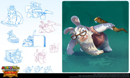 aiming aiming_weapon anthro beard block blue_eyes blue_eyewear blue_glasses blue_line_art bottomless bottomless_anthro bottomless_male brown_clothing brown_eyewear brown_glasses brown_topwear brown_vest closed_frown clothed clothed_anthro clothed_male clothing copyright_symbol elderly_anthro elderly_male eyebrows eyes_closed eyewear facial_hair frown fur furrowed_brow furrowed_eyebrows glasses grass grey_beard grey_eyebrows grey_facial_hair hand_on_own_back holding_cane holding_object holding_ranged_weapon holding_weapon leaning leaning_forward light long_beard long_ears looking_back male mitten_hands mouth_closed narrowed_eyes no_pupils nose_bubble noseless one_eye_closed open_mouth pain plant ranged_weapon red_line_art running simple_background sitting sleeping solo squint standing star_(shape) symbol tan_inner_ear teeth text thick_eyebrows title tongue topwear vest weapon white_body white_fur year fabio_pochet mario_bros mario_plus_rabbids_kingdom_battle nintendo raving_rabbids rayman_(series) ubisoft rabbid_cranky lagomorph mammal rabbid 2019 colored colored_line_art concept_art crossover digital_drawing_(artwork) digital_media_(artwork) english_description english_text hi_res lighting official_art shaded