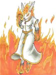 anthro astrology clothing fantasy female fire flaming_hair lava mystical pseudo_hair robe solo nyghtmar3 chinese_zodiac western_zodiac lagomorph leporid mammal rabbit hi_res traditional_media_(artwork)