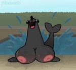 areola big_breasts breasts busty_feral eyelashes female feral fish_tail flippers happy hedge huge_breasts in_pool inverted_nipples nipples open_mouth outside pink_areola plant pool poolside puffy_areola shrub solo splash splashing_water wet wet_body wet_breasts wet_floor wet_nipples pincoosh mammal marine pinniped seal digital_media_(artwork) signature