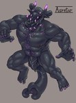 anthro black_body genitals humanoid_genitalia humanoid_penis long_tongue male markings nipple_piercing nipples penis piercing purple_eyes purple_markings split_jaw tail tail_mouth tongue unusual_anatomy unusual_tail beralin alien monster voidling