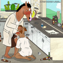 adult_on_young age_difference alcohol alternate_universe animal_genitalia anthro balls bathrobe beverage beverage_can big_penis blush bodily_fluids bottle breasts brown_body bubble clothed clothing container cum cum_in_mouth cum_inside dialogue drunk drunk_bubble duo erection fellatio female female_penetrated freckled_face freckles fur genital_fluids genitals glk green_eyes hair male male/female male_penetrating male_penetrating_female motion_lines nude on_model onomatopoeia open_mouth oral oral_penetration penetration penile penis profanity pubes robe sex sound_effects substance_intoxication text topwear underwear young young_anthro young_female younger_female younger_penetrated vwhiskers bojack_horseman netflix bojack_horseman_(character) penny_carson deer equid equine horse mammal digital_media_(artwork) english_text hi_res