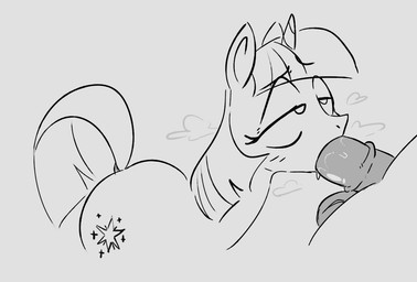 animal_genitalia animal_penis balls bedroom_eyes blush bodily_fluids duo equine_genitalia equine_penis fellatio female feral genitals horn male narrowed_eyes oral penile penis saliva seductive sex simple_background steam sundzy friendship_is_magic hasbro my_little_pony mythology twilight_sparkle_(mlp) equid equine mammal mythological_creature mythological_equine unicorn monochrome sketch