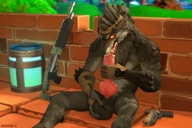 animal_genitalia animal_penis anthro autofellatio ball_grab ball_squeeze balls big_balls big_penis canine_genitalia canine_penis claws clothing container erection fur genitals gloves glowing glowing_eyes gun handwear knot male masturbation nude oral oral_masturbation oral_penetration outside penetration penile penile_masturbation penis public public_erection ranged_weapon sheath sitting solo weapon averyhyena epic_games fortnite mythology dire_(fortnite) canid canine canis mammal mythological_canine mythological_creature werecanid werecanine werecreature werewolf wolf 2022 3:2 3d_(artwork) digital_media_(artwork) hi_res source_filmmaker_(artwork)
