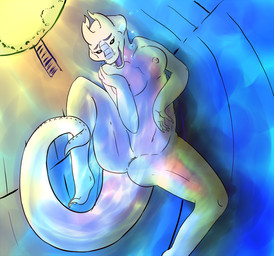 anthro anus breasts female genitals morning non-mammal_breasts solo spread_legs spreading sun swimming tail underwater vulva water bant3r mythology dragon mythological_creature mythological_scalie scalie