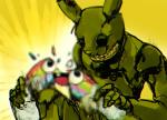 anthro duo machine magic rainbow timetime726 five_nights_at_freddy's five_nights_at_freddy's_3 five_nights_at_freddy's_world scottgames chica's_magic_rainbow_(character) springtrap_(fnaf) animatronic lagomorph leporid mammal rabbit robot