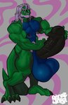 anthro balls big_balls big_penis erection genitals green_body green_scales hair huge_penis humanoid_genitalia humanoid_penis hyper hyper_genitalia hyper_penis male muscular muscular_anthro muscular_male nipple_piercing nipples nude pecs penis piercing ring_piercing scales simple_background smile solo tail guccigarf zerrex_(zerrexnarrius) lizard reptile scalie absurd_res digital_media_(artwork) hi_res