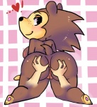 anthro anus butt butt_grab disembodied_hand duo female genitals hand_on_butt heart_symbol human_on_anthro interspecies looking_back pussy solo_focus tail zombbh animal_crossing nintendo sable_able eulipotyphlan hedgehog human mammal