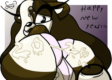 anthro backsack balls big_butt bodily_fluids brown_body brown_fur bulge butt clothing cum cum_drip cum_on_body cum_on_butt cum_on_penis cumshot cute_fangs dripping ejaculation eyelashes fangs female female_anthro foreskin fur genital_fluids genitals gynomorph herm holidays intersex lips multicolored_body multicolored_fur otter_tail panties panties_bulge penis saggy_balls solo tan_body tan_fur teeth thick_bottom_lip thick_eyelashes thick_lips thick_thighs underwear wide_hips scrudy new_year new_year_2026 new_years_eve bella_(scrudy) mammal mustelid otter 2026