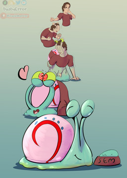 genitals male penis shrinking size_transformation transformation transformation_sequence dustyerror nickelodeon spongebob_squarepants gary_the_snail gastropod mollusk snail absurd_res hi_res