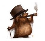 brown_hair cane cigar clothing eyewear glasses hair hat headgear headwear male simple_background smoke smoking solo white_background piper_thibodeau the_addams_family cousin_itt unknown_species digital_media_(artwork) digital_painting_(artwork)