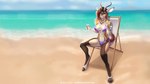 5_fingers anthro beach beach_chair beverage bikini breasts clothed clothing day detailed_background eyewear female fingers glass holding_object hooves horn navel outside purple_bikini purple_clothing purple_swimwear sand seaside shoreline sitting sky smile solo sunglasses swimwear two-piece_swimsuit water wyla zahra_(airheart) antelope bovid mammal 16:9 2021 digital_media_(artwork) hi_res shaded widescreen