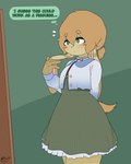 anthro blush clothed clothing crossdressing dot_eyes dress femboy floppy_ears green_clothing green_dress green_eyes hair lift_ear long_sleeve_shirt lop_ears male mirror orange_hair simple_eyes solo tail tan_body tied_hair unbuttoned_topwear catsockjus haven_(catsockjus) lagomorph leporid mammal rabbit 4:5 absurd_res hi_res