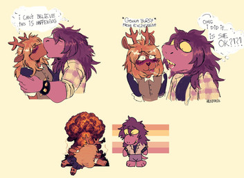 anthro bodily_fluids duo explosion female female/female french_kissing kissing lesbian_pride_colors lgbt_pride pride_colors saliva saliva_string shitpost text hexkates deltarune undertale_(series) noelle_holiday susie_(deltarune) deer mammal scalie english_text hi_res meme