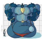 4_arms 4_fingers anthro arthropod balls beetle beetle_(bughemoth) bend_penis big_balls big_muscles big_pecs big_penis blue_body body_hair bottomwear bughemoth chart chest_hair clothing duo erection fingers footwear genitals hi_res horn huge_balls huge_muscles huge_pecs huge_penis hyper hyper_balls hyper_genitalia hyper_muscles hyper_pecs hyper_penis insect looking_at_another male multi_arm multi_limb musclegut muscular navel nipples pants park_(bughemoth) pecs penis question_mark shirt shoes size_chart size_difference standing stretched_clothing topwear underwear