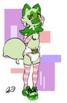 ambiguous_gender anthro arm_stockings cheek_tuft clean_diaper clothed clothing diaper embarrassed facial_tuft fangs fluffy fluffy_tail footwear fur green_body green_fur hand_behind_head hand_on_chest legwear looking_at_viewer navel pink_eyes pokeball_diaper pokeball_print print_diaper shoes simple_background sneakers solo standing stockings tail teeth thigh_highs tuft wearing_diaper worried_look young young_anthro avogadrotoast nintendo pokemon felid feline generation_9_pokemon mammal pokemon_(species) sprigatito hi_res