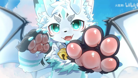 2_horns 4_fingers anthro bell bell_collar collar fingers fur green_body green_eyes green_fur horn kemono looking_at_viewer male membrane_(anatomy) membranous_wings music nude_anthro nude_male pawpads pink_pawpads safe_nudity solo white_body white_fur wings hlg7777 bilibili canid canine fox mammal 16:9 2025 2d_animation animated hi_res motion_tweening short_playtime sound video widescreen