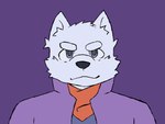 anthro black_nose blue_clothing blue_eyes blue_shirt blue_topwear clothed clothing eyebrows fur jacket male purple_background purple_clothing purple_jacket purple_topwear red_scarf scarf shirt simple_background smile solo thick_eyebrows topwear white_body white_eyebrows white_fur savy_(artist) nintendo star_fox fan_character arctic_fox canid canine fox mammal true_fox 2023 4:3 bust_portrait digital_drawing_(artwork) digital_media_(artwork) firealpaca_(artwork) flat_colors hi_res portrait