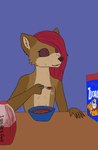 anthro areola blood bodily_fluids bowl breasts brown_body brown_fur cereal container eating female food fur gore hair holding_object nipples nude owo red_eyes red_hair red_sclera saina_(tami_wolx) simple_background sitting small_breasts solo text young tami_wolx mythology canid canid_demon canine canis demon hellhound mammal mythological_canine mythological_creature wolf 2024 absurd_res digital_media_(artwork) hi_res spanish_text