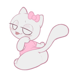 3_fingers 3_toes :3 accessory ambiguous_anthro ambiguous_gender anthro barefoot bedroom_eyes bent_over biped blush blush_lines bottomless bottomless_ambiguous bottomless_anthro bow_ribbon butt chibi closed_smile clothed clothed_ambiguous clothed_anthro clothing eyelashes featureless_butt feet fingers half-closed_eyes hand_on_face high-angle_view looking_at_viewer looking_back looking_back_at_viewer monotone_body mouth_closed narrowed_eyes noseless presenting presenting_hindquarters raised_tail seductive simple_background smile solo standing tail teasing teasing_viewer toes tongue tongue_out white_background white_body white_ears white_tail 4chan_anon unknown_artist 4chan moot domestic_cat felid feline felis mammal 2025 digital_media_(artwork) flat_colors full-length_portrait portrait female_(lore)