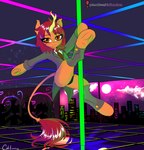 absurd_res asian_mythology caliluminos chinese_mythology clothing dancing dragon east_asian_mythology female feral hasbro hi_res kirin my_little_pony mythological_creature mythological_scalie mythology pole pole_dancing scalie solo tagme