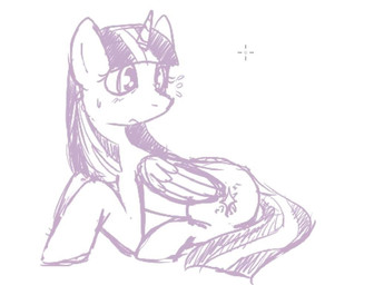 blush bodily_fluids female feral horn lying nervous on_front simple_background solo sweat sweatdrop wings dazzlingtrixie friendship_is_magic hasbro my_little_pony mythology twilight_sparkle_(mlp) equid equine mammal mythological_creature mythological_equine winged_unicorn monochrome