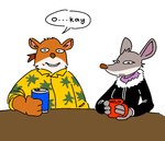 aluminum_can anthro confusion container cup dialogue female fur grey_body grey_fur male mug orange_body orange_fur simple_background sitting text white_background white_body white_fur ganii geronimo_stilton_(series) thea_stilton trap_stilton mammal mouse murid murine rodent 2023 aliasing digital_media_(artwork) english_text reaction_image