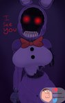 1_arm 4_fingers anthro big_breasts bow_tie breasts crossgender curvy_figure dialogue featureless_breasts female fingers glowing glowing_eyes looking_at_viewer machine mtf_crossgender purple_body red_eyes segmented_arms segmented_body simple_background solo talking_to_viewer text voluptuous beanontoast family_guy five_nights_at_freddy's five_nights_at_freddy's_2 scottgames peter_griffin withered_bonnie_(fnaf) animatronic lagomorph leporid mammal rabbit robot 2023 absurd_res artist_name digital_drawing_(artwork) digital_media_(artwork) english_text hi_res watermark