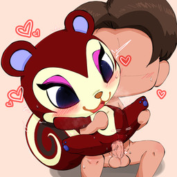 anal anal_penetration anthro anthro_penetrated balls blue_eyes blue_inner_ear blue_pawpads blush blush_lines bodily_fluids brown_body brown_fur brown_hair brown_nose chibi countershade_torso countershading duo faceless_character faceless_human faceless_male female female_on_human female_penetrated fluffy fluffy_tail fur genital_fluids genitals hair heart_symbol human_on_anthro human_penetrating human_penetrating_anthro interspecies makeup male male/female male_on_anthro male_penetrating male_penetrating_female nude on_model open_mouth pawpads paws penetration penile penile_penetration penis penis_in_ass pink_eyelids semi-anthro sex spread_legs spreading sweat tail vaginal_fluids vein veiny_penis vulva yellow_body yellow_fur aka_leopard animal_crossing nintendo pecan_(animal_crossing) human mammal rodent sciurid tree_squirrel 1:1 absurd_res hi_res