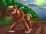 4:3 absurd_res big_macintosh_(mlp) cloud earth_pony equid equine farming feral friendship_is_magic hasbro hi_res horse male mammal my_little_pony outside plant plow plow_yoke pony rope shdingo solo sun tree yoke