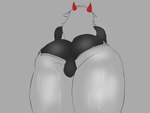 anthro big_butt biped bodily_fluids bottomwear bulge bulge_from_behind butt butt_focus clothed clothing femboy fur hair horn huge_butt long_hair male male_anthro rear_view shirt shorts simple_background solo sweat thick_thighs topwear white_body white_fur magnoliabihs bovid caprine mammal absurd_res digital_media_(artwork) hi_res