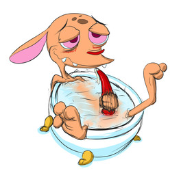 anthro bath bathtub biped blush bodily_fluids brown_body brown_fur cum dripping ears_down erection feet fur genital_fluids genitals half-closed_eyes lying male masturbation narrowed_eyes on_back penile penile_masturbation penis pink_eyes pivoted_ears red_nose red_penis simple_background solo spread_legs spreading tapering_penis teeth water white_background emenius nickelodeon ren_and_stimpy ren_höek canid canine canis chihuahua domestic_dog mammal toy_dog digital_media_(artwork) hi_res