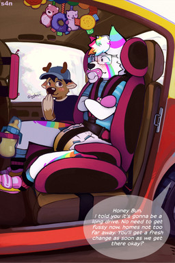 baby_bottle bodily_fluids car_seat diaper genital_fluids glitter_(sparklewolf_radio) pacifier sparklefur sparklewolf_radio unclean_diaper urine used_diaper wet_diaper s4n glitterpop! glitter_(glitterpop!) canid canine canis mammal wolf absurd_res hi_res