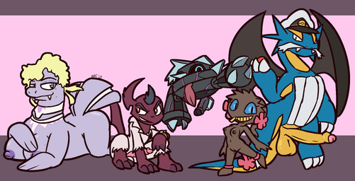 3_toes alternate_species anthro balls big_breasts big_penis black_clothing black_eyes black_glans black_hat black_headwear black_penis black_sclera black_wings blonde_hair blue_balls blue_body blue_eyes blue_hair blue_scales blue_sclera breasts choker claws clock clothing cute_fangs erection fangs feet female feral fin finger_claws floating foreskin fur furrification genitals glans grey_body grey_clothing grey_fur grey_hair grey_nipples grey_penis grey_shirt grey_topwear grin group hair half-closed_eyes hand_on_chest hat headgear headwear humanoid_genitalia humanoid_penis jewelry looking_at_viewer male markings medium_breasts mole_(marking) narrowed_eyes necklace necktie nipples penis pink_glans pink_penis pokeball pokemon_champion pupils purple_claws purple_nipples red_body red_eyes red_fur red_necktie sailor_cap scales shirt smile tail tail_fin teeth toe_claws toes topwear vulva watch white_balls white_body white_choker white_claws white_clothing white_hat white_headwear white_jewelry white_necklace white_pupils white_scales wings wristwatch yellow_balls yellow_body yellow_penis yellow_scales yellow_teeth ultilix nintendo pokemon drake_(pokemon) glacia_(pokemon) phoebe_(pokemon) sidney_(pokemon) steven_stone absol banette generation_3_pokemon metang pokemon_(species) salamence walrein 2025 hi_res