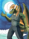 anthro cloud fullcolor male moon muscular solo standing tail wings nyghtmar3 chinese_zodiac european_mythology lunar_new_year mythology year_of_the_dragon cole_(nyghtmar3) dragon mythological_creature mythological_scalie scalie western_dragon 2024 hi_res traditional_media_(artwork)