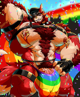 2_penises abs anthro areola barazoku big_muscles big_pecs big_penis bodily_fluids body_hair chest_hair chest_tuft clothing collar ear_piercing ear_ring eyewear facial_piercing fingerless_gloves genitals gloves handwear happy_trail harness huge_pecs humanoid_genitalia humanoid_penis lactating leather leather_daddy leather_harness lgbt_pride male male_lactation multi_genitalia multi_penis muscular muscular_anthro muscular_male nipple_piercing nipples nose_piercing nose_ring nude pecs penis piercing pubes ring_piercing scar solo sunglasses tuft vein veiny_penis daikitei lgbt_pride_month ren_(daikitei) canid canine canis mammal wolf 2025 absurd_res hi_res