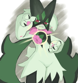 3_fingers ambiguous_gender anthro claws finger_claws fingers flower_(anatomy) flower_trick fur green_body green_fur green_tail jagged_mouth mask pawpads paws pink_nose red_eyes solo tail ylit nintendo pokemon generation_9_pokemon meowscarada pokemon_(species) 2026