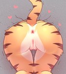 anthro anus bodily_fluids butt female genital_fluids genitals heart_symbol nude pussy raised_tail solo striped_body stripes tail vaginal_fluids lalamedli cygames world_flipper mia_(world_flipper) felid mammal pantherine tiger hi_res wallpaper