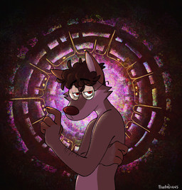 abstract_background anthro arm_hair aura body_hair brown_body brown_fur brown_hair claws clothed clothing eyebrows eyewear fur glasses glowing hair half-closed_eyes looking_at_viewer male male_anthro multicolored_body multicolored_fur narrowed_eyes raised_eyebrows red_eyes solo tan_body tan_fur tired_eyes topless topless_anthro topless_male two_tone_body two_tone_fur nardodraws leo_(nardodraws) canid canine canis mammal wolf 2025 hi_res signature