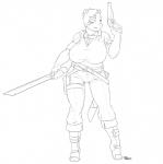 armor bear belt big_breasts boots breasts clothed clothing ear_piercing eye_patch eyewear female gun huge_breasts line_art mammal pbrown piercing ranged_weapon solo sword weapon
Rating: Safe
Score: 4
User: lyeinaaa
Date: April 10, 2014