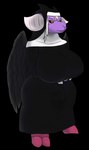 anthro big_breasts big_bulge black_wings breasts bulge gynomorph hair huge_breasts intersex nun prosthetic prosthetic_leg prosthetic_limb short_stack white_hair wide_hips wings alythewolfcat bovid caprine caprine_demon demon goat_demon mammal hi_res