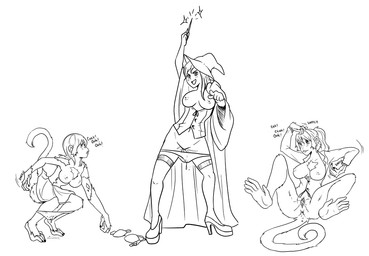 anthro base_one_layout basic_sequence bodily_fluids bra breasts clothed clothing corset dripping feet female footwear genital_fluids genitals group hair high_heels hindpaw legwear lingerie magic_user magic_wand nipples one_row_layout panties panties_down partially_clothed paws platform_footwear platform_heels prehensile_feet robe shoes simple_background spread_legs spreading stockings three_frame_image three_frame_sequence toes topwear transformation transformation_sequence underwear underwear_down vaginal_fluids vulva white_background witch jitenshasw haplorhine human mammal monkey primate 2013 monochrome sequence