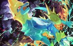 ambiguous_gender blue_body blue_fur claws cloud electricity feral fur open_mouth red_eyes solo teeth tuft yellow_body yellow_fur wolftapioca nintendo pokemon generation_3_pokemon manectric pokemon_(species) 2020 hi_res