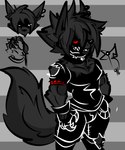 anthro black_body male pose red_eyes smile solo tail roder_vasquez rod_(r_96) canid canine canis hybrid mammal wolf