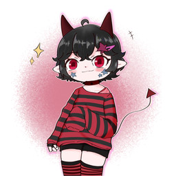 4_fingers accessory bangs black_bottomwear black_clothing black_gloves black_hair black_handwear black_knee_socks black_shorts blush bottomwear closed_smile clothed clothed_female clothed_humanoid clothing collar eyebrow_through_hair eyebrows eyelashes female female_humanoid fingerless_gloves fingers fishnet_clothing fishnet_topwear fully_clothed fully_clothed_female fully_clothed_humanoid gloves hair hair_accessory hairclip handwear horn humanoid_pointy_ears light mouth_closed not_furry pointy_ears pupils red_clothing red_collar red_eyes red_pupils red_shirt red_tail red_topwear shirt short_hair shorts simple_background sleeves_past_fingers smile solo spade_tail sparkles spiked_collar spikes stickers_on_face straight_legs striped_knee_socks tail tan_body tan_skin text thin_tail topwear translucent translucent_hair white_background peypey_mei1925 dark_moon_(peypey_mei1925) demon demon_humanoid horned_humanoid humanoid tailed_humanoid 1:1 2024 artist_name digital_drawing_(artwork) digital_media_(artwork) english_description hi_res lighting