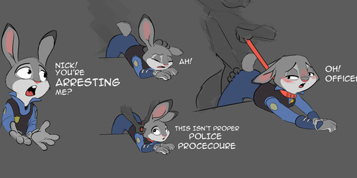 anthro bent_over blush clothed clothed_sex clothing collar cuff_(restraint) dialogue dominant dominant_male duo faceless_character faceless_male female female_focus female_penetrated grey_background handcuffs interspecies leash leash_pull male male/female male_penetrating male_penetrating_female metal_cuffs penetration police police_uniform restraints rough_sex sex shackles simple_background solo_focus submissive submissive_female text uniform unprofessional_behavior foxipso disney zootopia judy_hopps nick_wilde canid canine fox lagomorph leporid mammal rabbit 2018 english_text