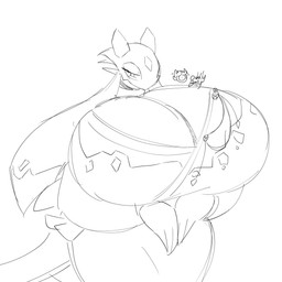 anthro big_breasts breasts clothed clothing female huge_breasts hyper hyper_breasts solo thick_thighs wide_hips oddly_bally nintendo pokemon hedi_(echovalia) froslass generation_4_pokemon ghost humanoid pokemon_(species) spirit 1:1 2025 absurd_res digital_media_(artwork) hi_res monochrome sketch