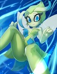 2024 anthro blue_eyes blush breasts butt celebi clothing female generation_2_pokemon green_eyes green_hair hair hi_res humanoid insect_wings legendary_pokemon looking_at_viewer nintendo pokemon pokemon_(species) rilex_lenov small_breasts solo thick_thighs wings
