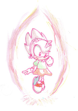 anthro clothed clothing female footwear fur gloves handwear pink_body shoes solo super_form toongrowner sega sonic_the_hedgehog_(series) amy_rose super_amy_rose eulipotyphlan hedgehog mammal hi_res painting_(artwork) watercolor_(artwork)