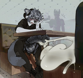 animal_genitalia animal_penis anthro balls big_balls big_penis blush blush_lines bodily_fluids bottomwear clothed clothing covering covering_face cum ear_piercing ejaculation embarrassed equine_genitalia equine_penis erection excessive_cum excessive_genital_fluids excessive_precum fluffy genital_fluids genitals hands-free huge_balls huge_penis hyper hyper_balls hyper_genitalia hyper_penis male orgasm orgasm_face penis pent_up piercing precum public retracted_balls shaking solo spontaneous_ejaculation torn_bottomwear torn_clothing trembling under_table unwanted_erection wardrobe_malfunction totsaarkonn turz_(raccoon) mammal procyonid raccoon nonbinary_(lore)